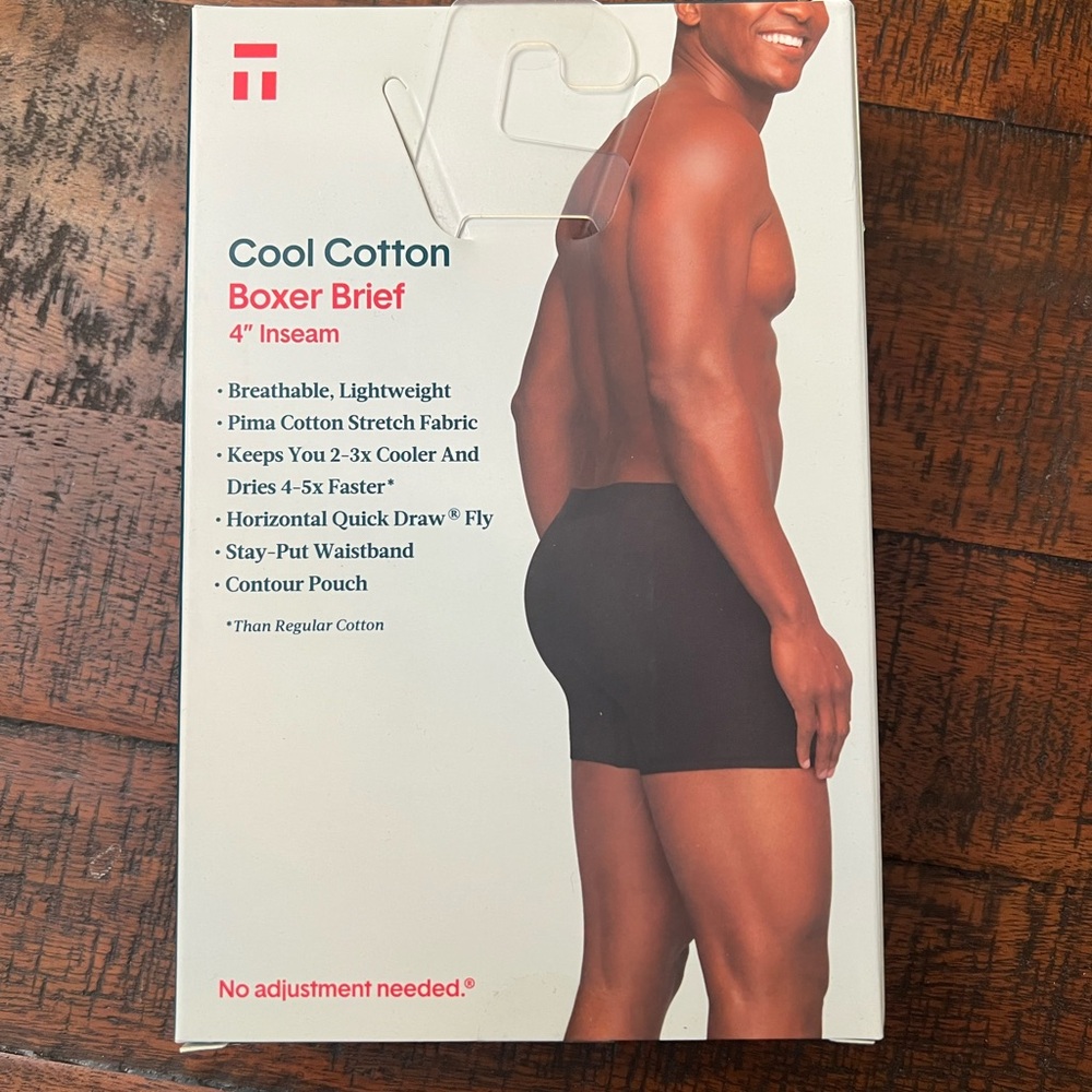 Tommy John Cool Cotton Boxer Briefs NEW Men’s size - L, 2 Pack Navy Blue/Black - Picture 2 of 2